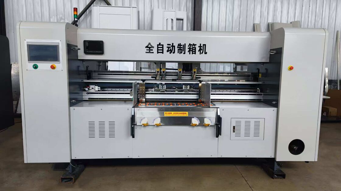 Steel Automatic box making machine including PLC control system size 3200mm X1900mm X 2000mm designed for automated packaging solutions