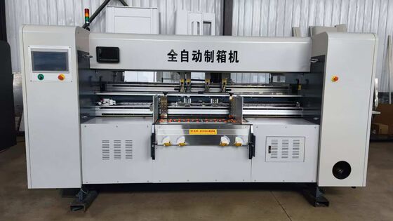 Steel Automatic box making machine including PLC control system size 3200mm X1900mm X 2000mm designed for automated packaging solutions
